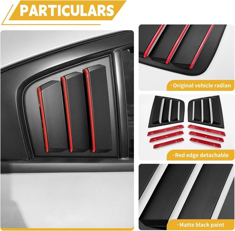 TENGBASE Side Blinds Car Exterior Trim Side Vents, Dodge Charger Accessories ABS Dodge Charger 2011-2023 2024 Red Line (2 Packs) - Image 3